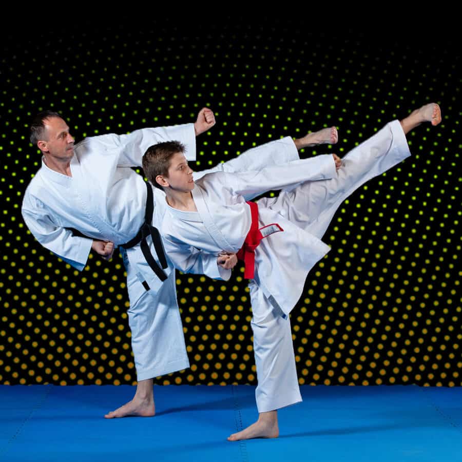 Martial Arts Lessons for Families in Nanuet NY - Dad and Son High Kick